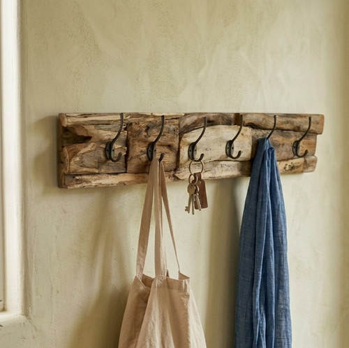 Wandgarderobe teak wurzelholz - wandgarderobe,